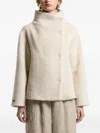 Peserico High-neck Asymmetrical-fastening Coat In Neutral