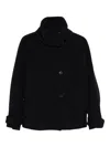 Peserico High-neck Buttoned Jacket In Black