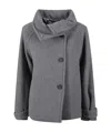 Peserico High-neck Buttoned Jacket In Gray