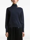 Peserico High-neck Cut-out Sweater In Blue
