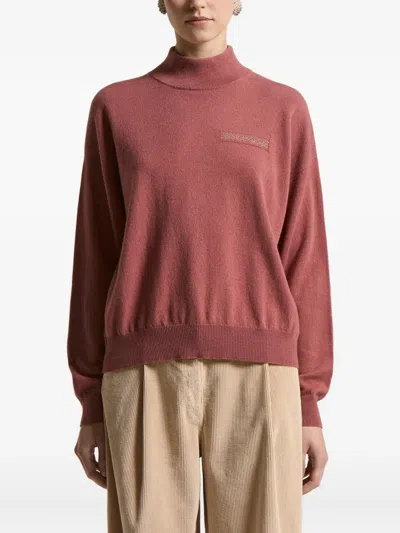 Peserico High-neck Embellished-detail Sweater In Red