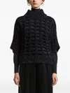 Peserico High-neck Grid Cut-out Sweater In Black