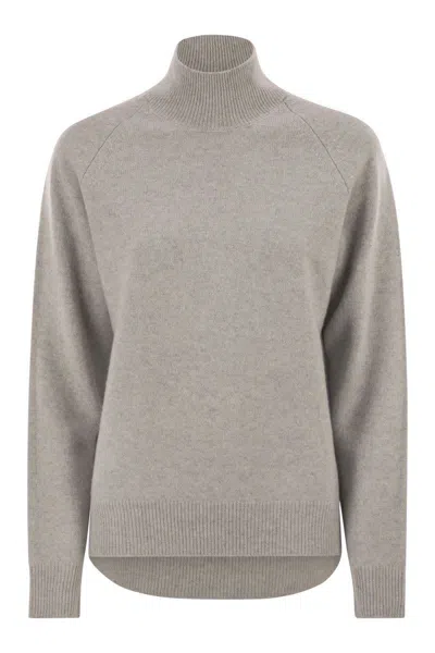 Peserico High-neck Jumper With Lurex In Gray