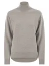 Peserico High-neck Jumper With Lurex In Gray