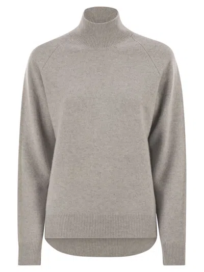 Peserico High Neck Jumper With Lurex In Gray