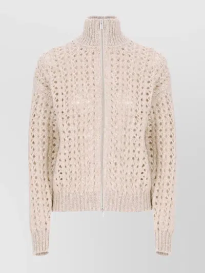 PESERICO HIGH NECK OPEN KNIT CARDIGAN
