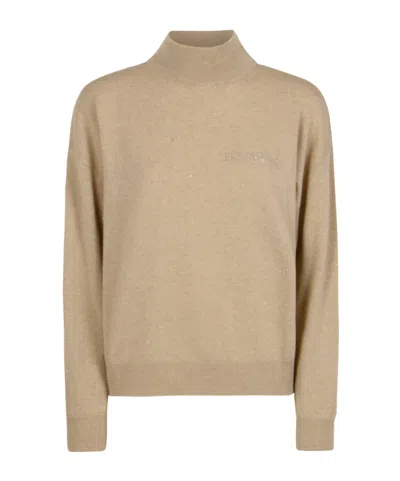 Peserico High-neck Pocket Sweater In Neutral