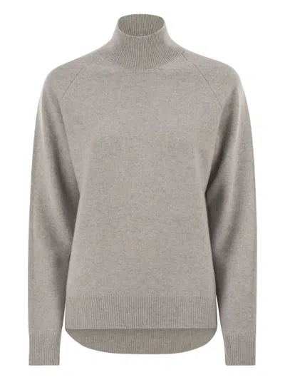 Peserico High-neck Ribbed Sweater In Gray