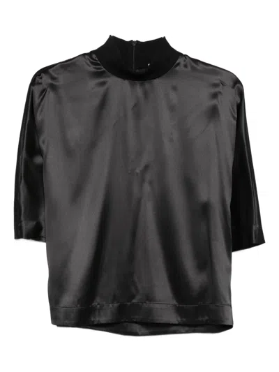 Peserico High-neck Short-sleeve Top In Black