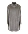 Peserico High-neck Zip-front Coat In Gray