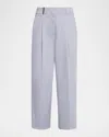 Peserico High-rise Cropped Twill Pants In Gray