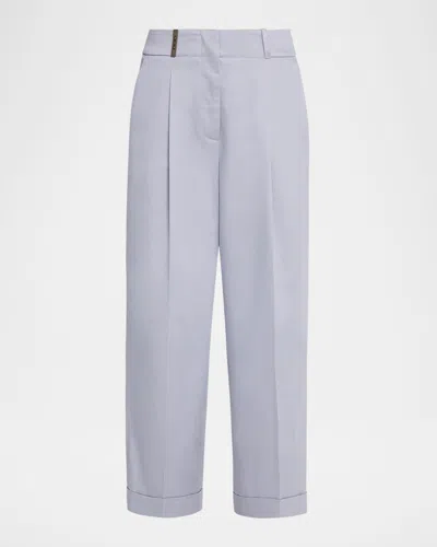 Peserico High-rise Cropped Twill Pants In Gray