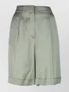 Peserico High Waist Pleated Shorts Pockets In Gray