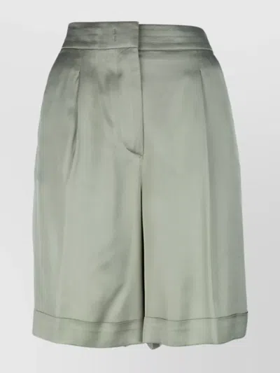 Peserico High Waist Pleated Shorts Pockets In Gray