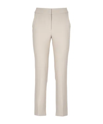 Peserico High Waist Pressed Crease Trousers In Neutral