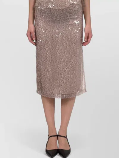 Peserico High Waist Sequin Party Skirt Knee Length In Neutral