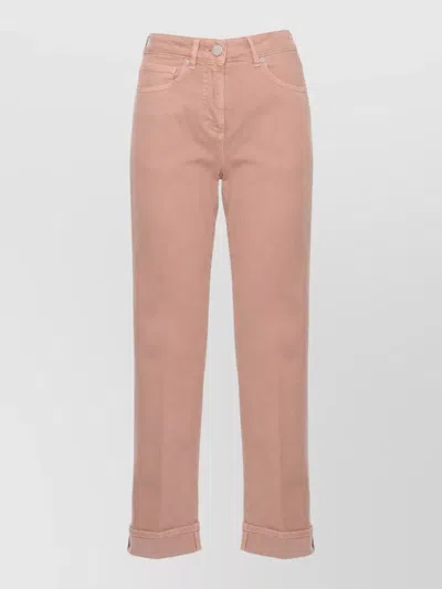 Peserico Soft Pink Five-pocket Hem Detail Straight-leg Jeans