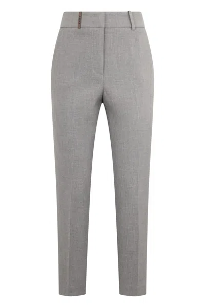 Peserico High-waist Tapered-fit Trousers In Gray