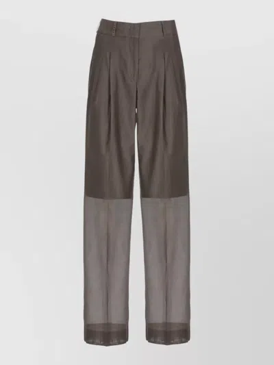 Peserico High Waist Wide Leg Pleated Pants In Gray