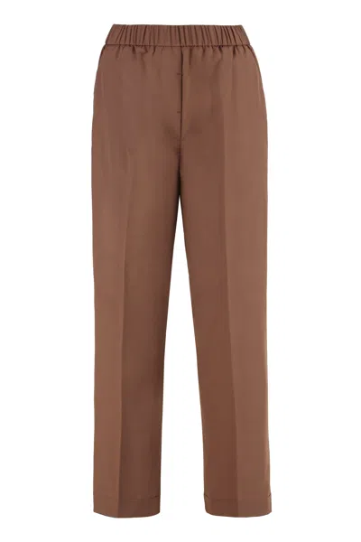 Peserico High-waist Wide-leg Trousers In Brown