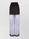Peserico High Waist Wide Leg Trousers With Sheer Overlay In Black