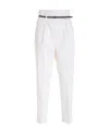 Peserico High-waisted Belted Tailored Trousers In White