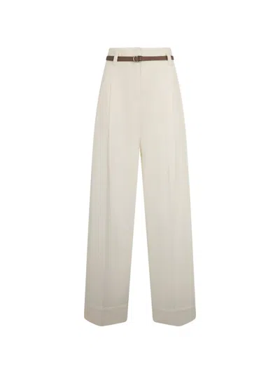 Peserico High-waisted Belted Trousers In Neutral