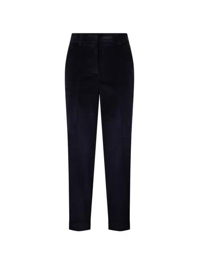 Peserico High-waisted Ribbed Trousers In Black