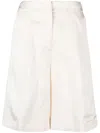 Peserico Pleated Tailored Cotton Shorts In Nude