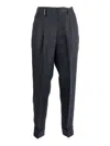 Peserico High-waisted Tapered Linen Trousers With Pleated Detail In Blue