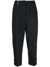 Peserico High-waisted Tapered Linen Trousers With Pleated Detail In Blau