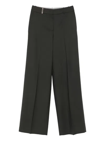 Peserico High-waisted Wide-leg Trousers In Gray