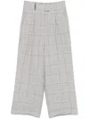 Peserico High-waisted Wide-legged Trousers With Subtle Check Pattern In White