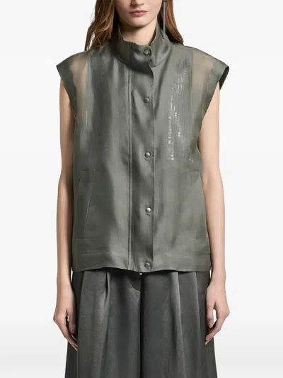 Peserico High-neck Gazar Waistcoat In Multi