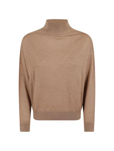 Peserico High-neck Sweater In Brown