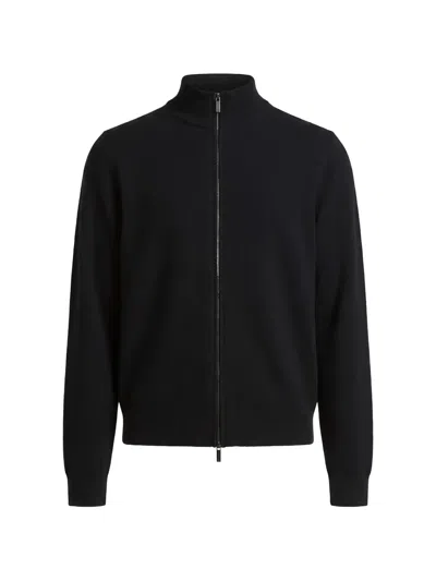 Peserico High-neck Zip-up Sweatshirt In Black