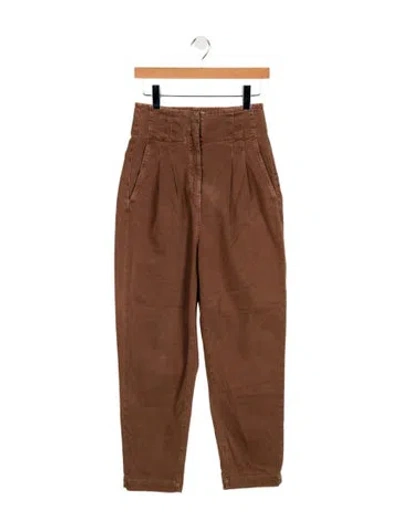 Pre-owned Peserico High-rise Straight Leg Jeans In Brown