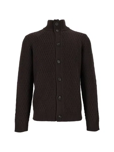 Peserico Honeycomb-knit Button-up Cardigan In Black