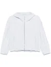 Shop Peserico Hooded Bomber Jacket In Blue