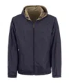 Peserico Men's Reversible Jacket With Hood In Blue