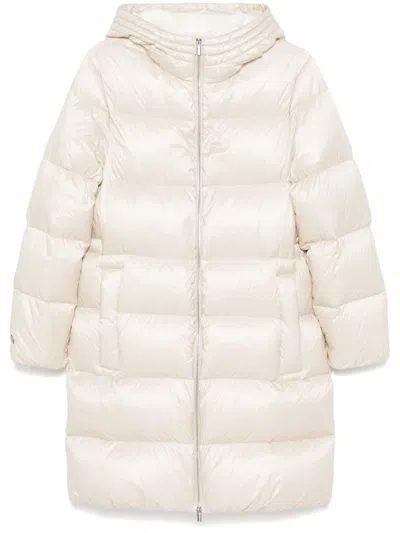 Peserico Hooded Down Coat In Neutrals