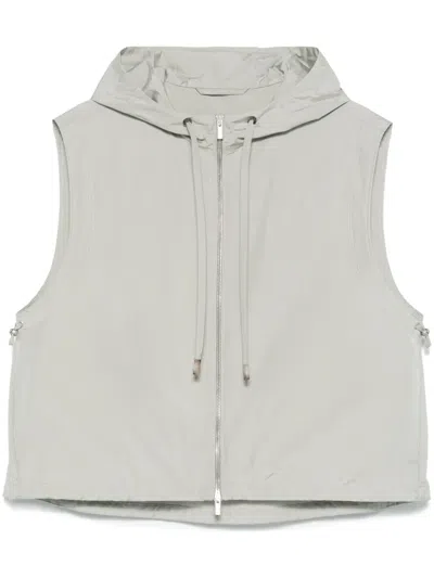 Peserico Hooded Gilet In Green