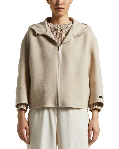 Peserico Hooded Jacket In Amber Beige
