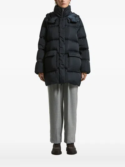 Peserico Hooded Padded Coat In Blue
