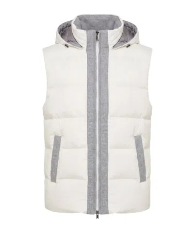 Peserico Quilted Hooded Gilet In White