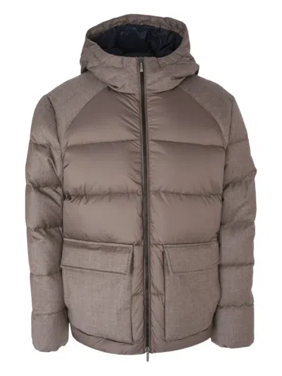 Peserico Hooded Padded Jacket In Neutral