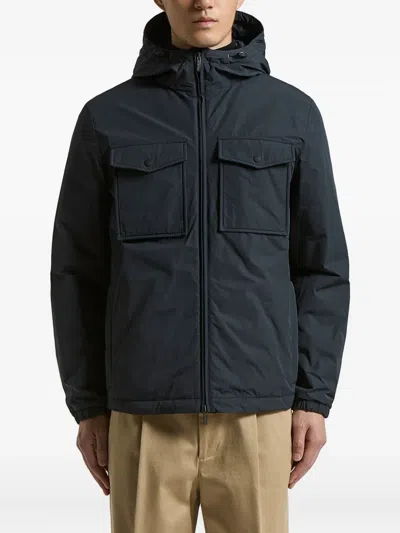 Peserico Hooded Pocket Jacket In Blue