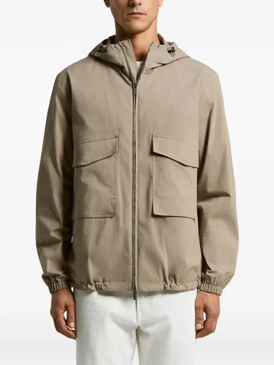 Peserico Hooded Pocket Jacket In Neutral