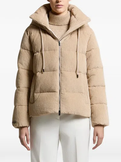 Peserico Hooded Puffer Jacket In Neutral