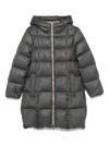 Peserico Hooded Quilted Coat In Gray